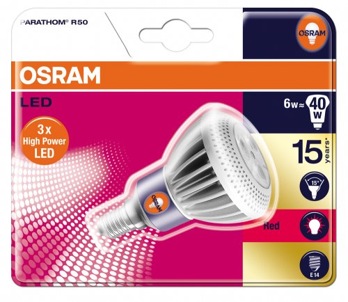 Osram 26812B1  Parathom LED R50, E14 15&deg; 80337-01 LED-Lampe in Reflektorform 6W/230V, rot Preisvergleich