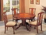 5pc Dining Table & Chairs Set Cherry Brown Finish