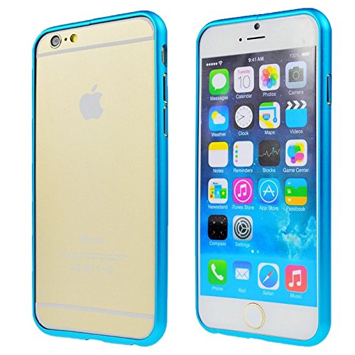 LANSUNS Ultra Thin Slim Metal Aluminium Bumper Case Cover Frame For iPhone 6 (iPhone 6 4.7 inch Screen, Light Blue)