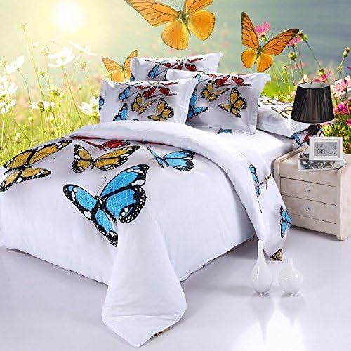 Shinichistar 4-piece Colorful Butterfly Elegant Duvet Cover Cotton Set Full Size