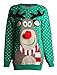 Forever Unisex Rudolph Print Snowflake Knitted Pom Pom Jumper Green