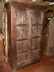 CLEARANCE SALE Antique India Furniture Armoire Rustic Door Carved Cabinet Chest