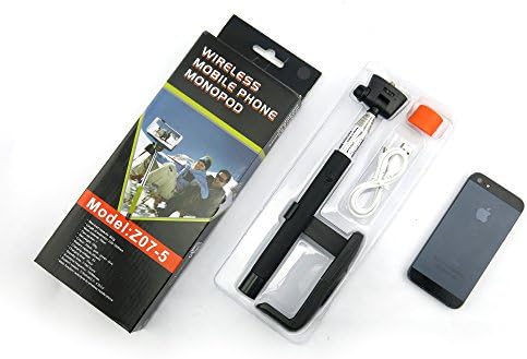 Black Selfie Stick by BUYINISTA, for Gopro, SJ4000, DSLR Cameras, iPhone 6, iPhone 6 Plus, iPhone 5, 5s, 5c and Android with Built-in Bluetooth Remote Shutter, and Adjustable Phone Holder