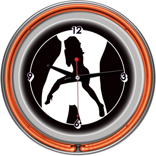 Trademark Shadow Babes - C Series - Clock with Two Neon Rings, Orange