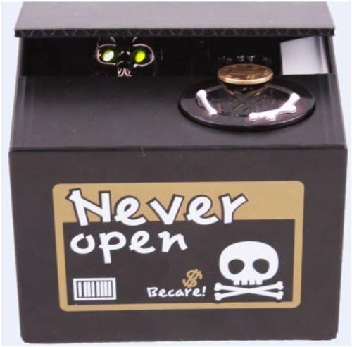 Black Flashing Eye Popping Skull and Skeleton Hand Ghost Saving Box Coin Bank by Coin Bank