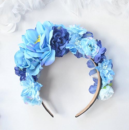 Blue flower headband blue wedding bridesmaid hairpieces sky blue garden party headband hen night costume festival hairband