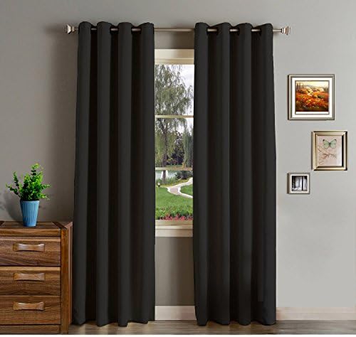 Onlycurtain 2 Panels Thermal Insulated Blackout Curtains for bedroom Antique Bronze Grommet Top 52"W x 84"L Black