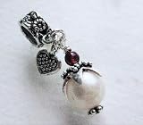 Silver, Garnet gemstone, Freshwater Pearl Birthstone,charm, Bead Fits Chamilia, Brighton