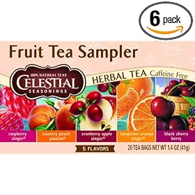Celestial Seasonings Fruit Tea Sampler (5 Flavors), 18-Count Tea Bags (Pack of 6)  [Amazon Frustration-Free Packaging]