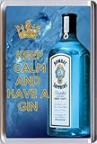 KEEP CALM and HAVE A GIN Fridge Magnet printed on an image of a bottle of Bombay Sapphire Gin, from our Keep Calm and Carry On series - an original Birthday Gift Idea for less than the cost of a card!