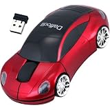 Daffodil WMS217R Mini Souris Optique San Fil �  Molette Plug and Play USB en Forme de Voiture avec Phares LED Avant et Arrière - Souris dOrdinateur avec 3 Boutons, Molette et DPI 800 - Pour Laptop / Notebook / Desktop - Compatible avec Microsoft Windows (7 / XP / Vista) et Apple Mac (OS X +) - Alimenté par 2 Piles AAA (incluses) - Porsche Rouge
