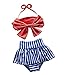 Cute Baby Bikini Big Bowknot Stripe Orange 2 Pieces Skirt Swimwear Sets (Small,Orange)