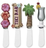 Tropical Palm Tree Tiki Bar Party Spreaders Set 4 by Boston Warehouse