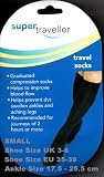 SUPER TRAVELLER Compression Travel Flight Socks Size 3-6, 35-39 SMALL - BLACK