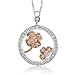 14k Two Tone Gold White and Rose Pink Diamond Floral Pendant Necklace 0.25 carat