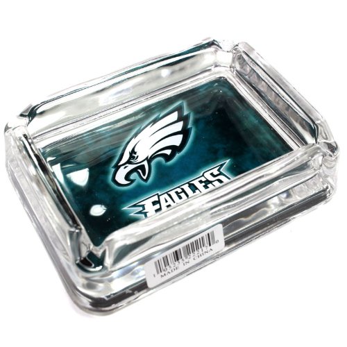 Image of Philadelphis Eagles Glass Ashtray - Dimensions 3 Inch x 4 Inch - Simulated Black Velvet Botton