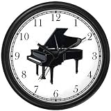 Grand Piano Musical Instrument 1 - Music Theme Wall Clock by WatchBuddy Timepieces (Black Frame)