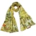 100% Luxurious Charmeuse Silk Paris Views Long Gold Scarf Shawl