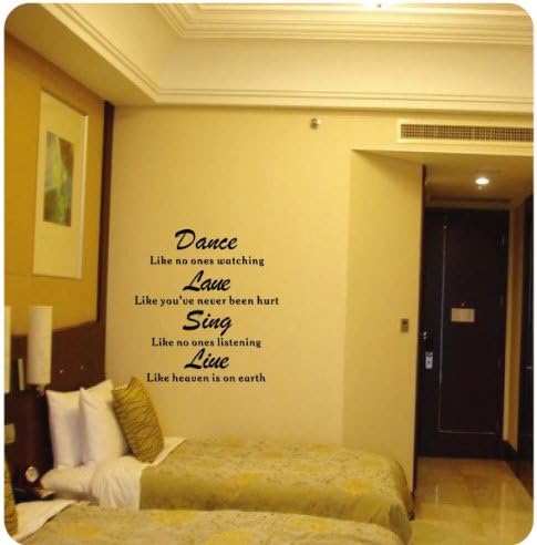 UfingoDecor "DANCE LIKE NO ONES WATCHING, LOVE LIKE YOU'VE NEVER BEEN HURT, SING LIKE NO ONES LISTENING, LIVE LIKE HEAVEN is ON EARTH" Quotes and Sayings Wall Decals, Living Room Bedroom Removable Wall Stickers Murals