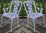 2 x Rose Cast Aluminium Chairs Gloss White
