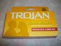 TROJAN ULTRA RIBBED SPERMICIDAL. LUBRICANT 12 PREMIUM LATEX CONDOMS