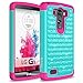 LG G3 Case, RANZ® Hot Pink/Teal Spot Diamond Studded Bling Crystal Rhinestone Dual Layer Hybrid Cover Silicone Rubber Skin Hard Case For LG G3