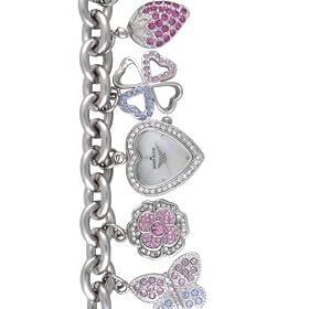 AK Anne Klein Ladies Silver-Tone Charm Bracelet Watch #10-8227CHRM by AK Anne Klein