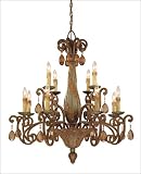 12 Light Chandelier - Brazilian Bronze w/Sage Accents Finish