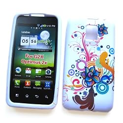 LG G2x (T-Mobile) Crystal Silicone Skin Case "Colorful Flowers" Design