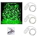 Pack of 3 sets LED Moon Lights 20 Micro Starry LEDs on Silver Extra Thin Copper Wire, 2 x CR2032 Batteries Required and Included, 3.5 Ft (1m) for DIY Wedding Centerpiece or Table Decorations (Green)