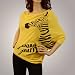 Unique Animal Zebra Print Top Shirt Yellow Black Bat Long Sleeves