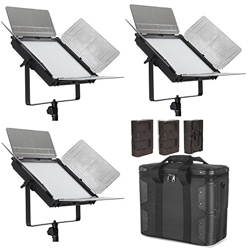 ILED Ultra High Power 900 LED Daylight Panel 3-Light Kit with V-Mount Plate and SMART SYNC CONTROL + F-V Converter Adapter