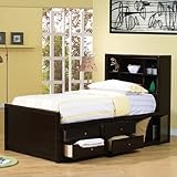 IMAGE OF Full Size Bookcase Chest Bed in Cappuccino Finish