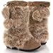 Beads! Mukluks Super Furry Pom-Pom Flat Boots Taupe