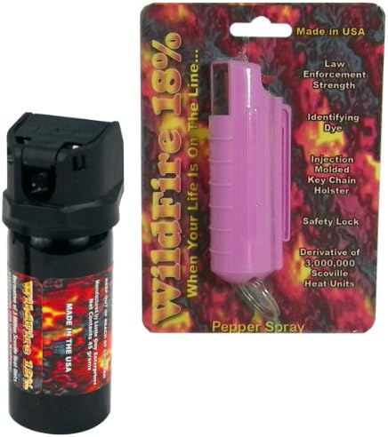 Wildfire Pepper Spray and Pepper Spray Gel Bundle - Lot of (2) Pieces - Pink Wildfire 1/2 oz Keychain Pepper Spray and 2 oz Wildfire Pepper Spray Gel