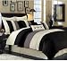 8 PC LUXURY SUPER SET, OVERSIZED & OVERFILLED, 106" x 92", BLACK / GREY FAUX ... image 1