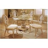 All new item 5 pc coronado antique white w/ brushed silver accents dining set