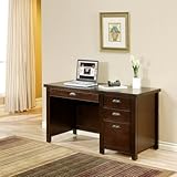 kathy ireland Home by Martin Tribeca Loft Cherry Single Pedestal Desk - Fully Assembled