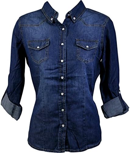 Highway Jeans - Women's Ls Denim Shirts - Dark/Wash - Small