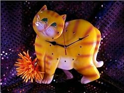 Whimsical Tabby Cat Clock