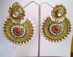 Earrings - Ethnic Kundan like Earrings with Pearls by ADIVA ABARI0BAE074