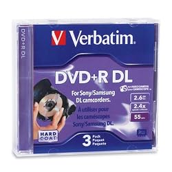 Verbatim 95313 2.6 GB 2.4X Mini Double Layer Recordable Disc DVD+R DL, 3-Disc Jewel Case