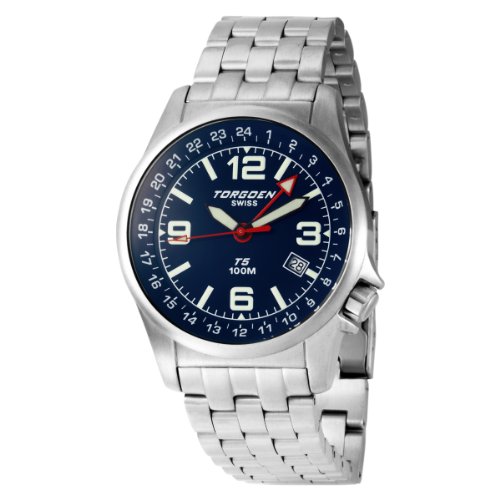 Torgoen Swiss Men's T05202 Dual-Time Zone Stainless Steel Watch