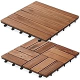 Dalles en bois acacia 30x30cm lot de 11 unit&eacute;s syst&egrave;me clipsable pas