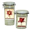 Red Floral Elegance Glass Canisters (Set of 2)