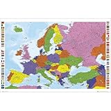 Map of Europe (Political, Flags on Sides, Horizontal) Art Poster Print