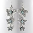 Silver Metal Earrings with Blue Crystals