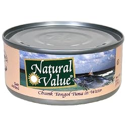 Natural Value Tuna, Chunk Tongol in Water, 6-Ounce Cans (Pack of 24)