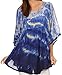 Sakkas Lepha Long Wide Multi Colored Tie Dye Sequin Embroidered Poncho Top Blouse