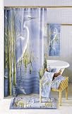 Foggy Morning Egret Fabric Shower Curtain